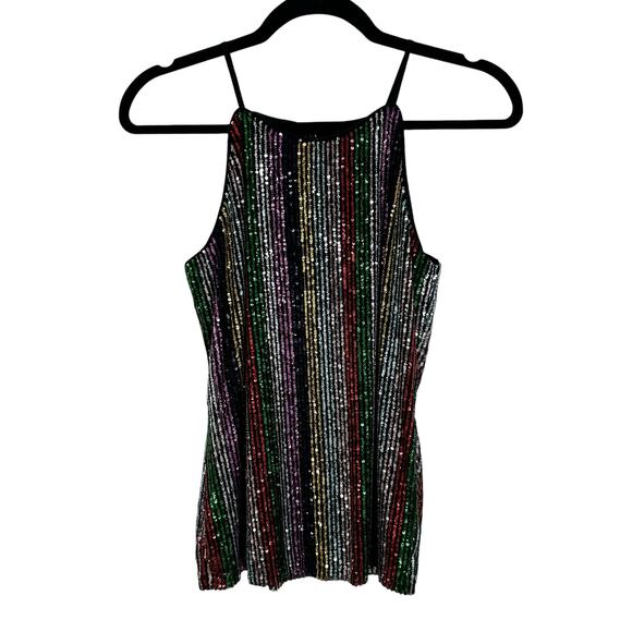 INC International Concepts Multicolor Sequin Striped Sleeveless Top Womens Small - Picture 2 of 6
